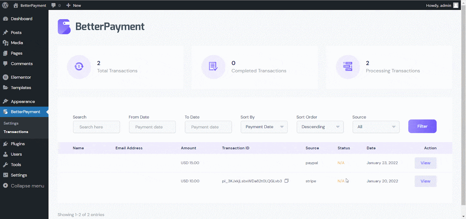 check transaction details in Better Payment check transaction details in Better Payment