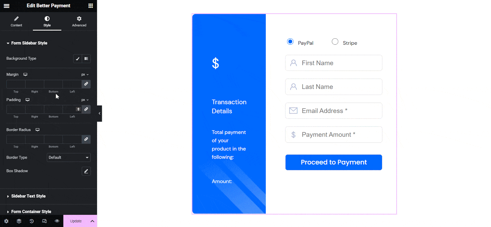 Style Payment Form In Elementor Style Payment Form In Elementor