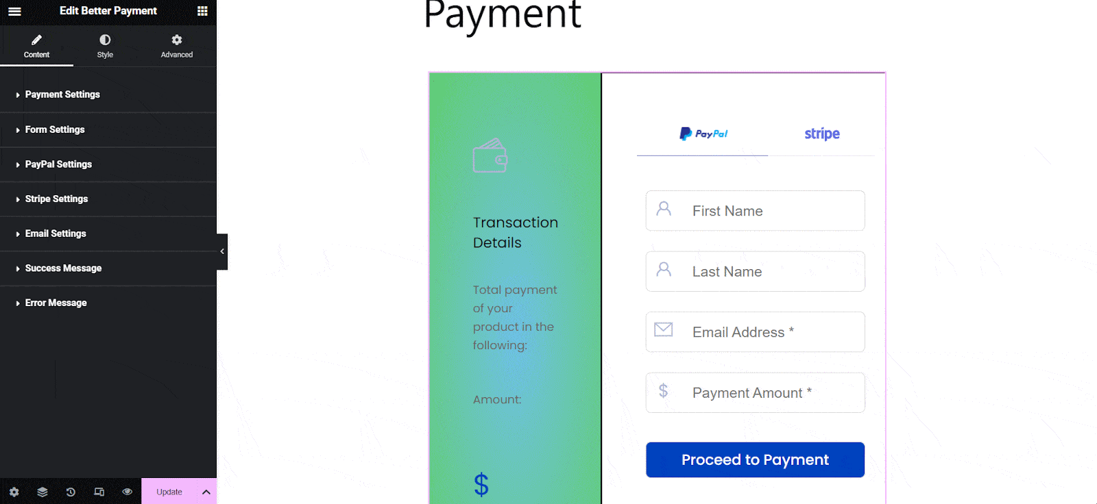 Style Payment Form In Elementor Style Payment Form In Elementor