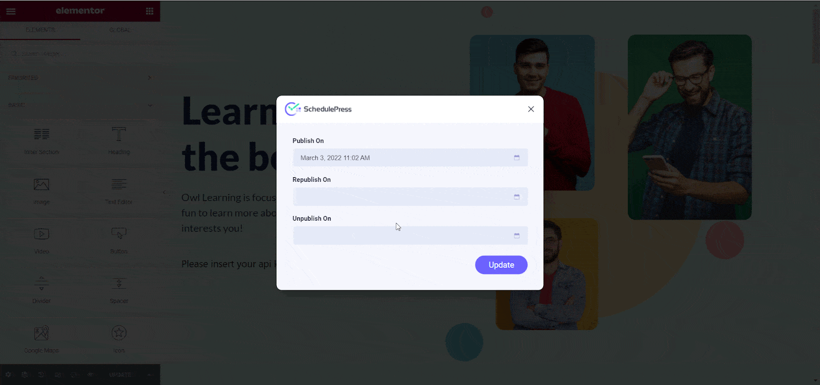 republish or unpublish posts from Elementor republish or unpublish posts from Elementor