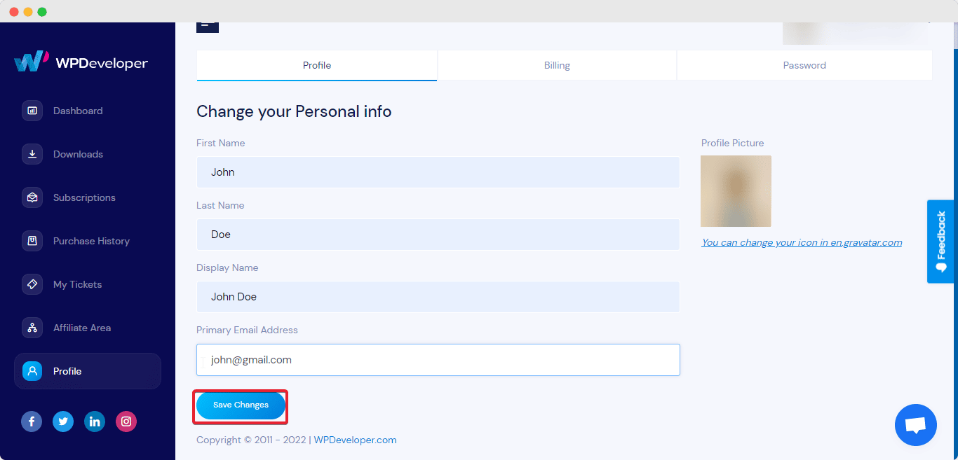 update account information update account information