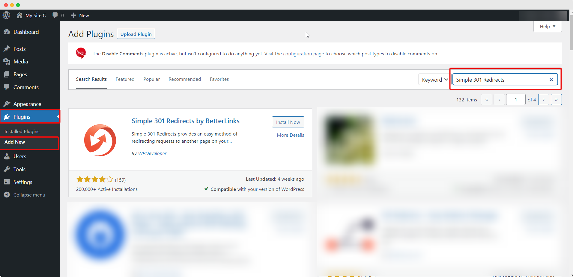 Install & Activate Simple 301 Redirects