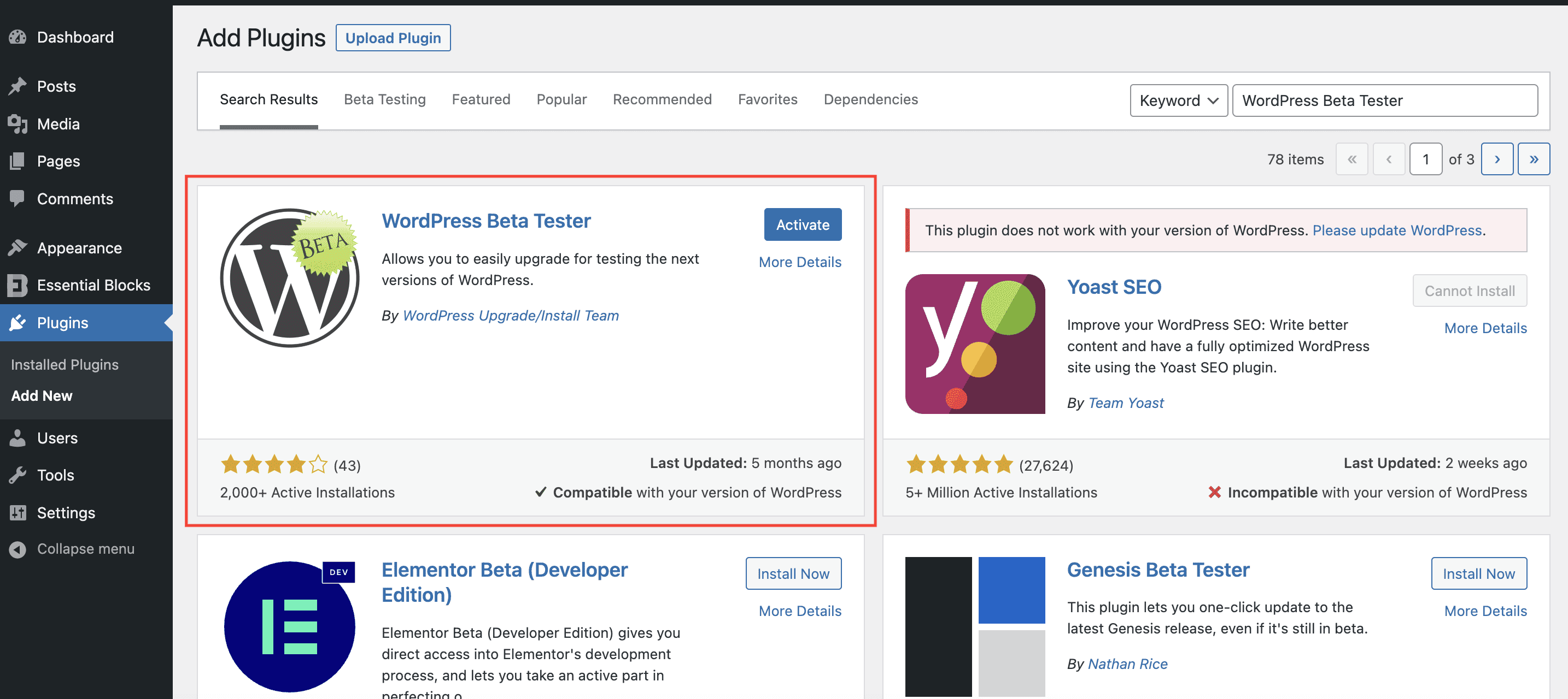 WordPress beta tester WordPress beta tester