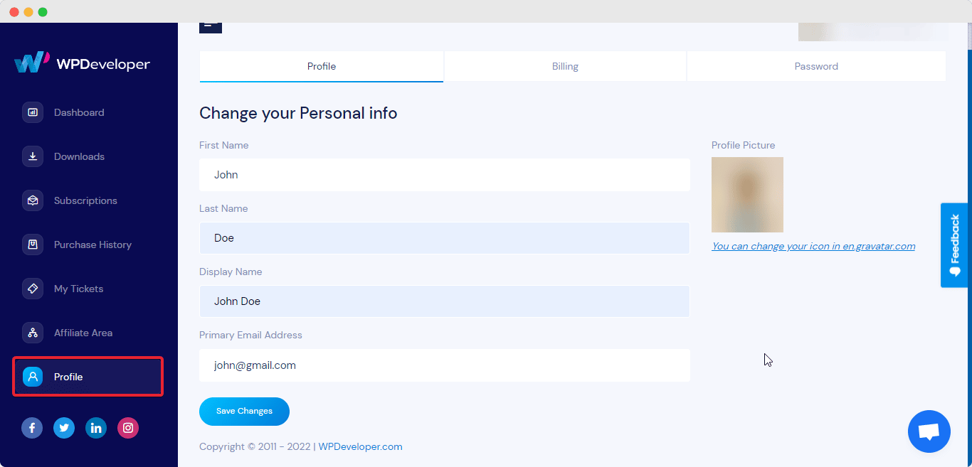 update account information update account information