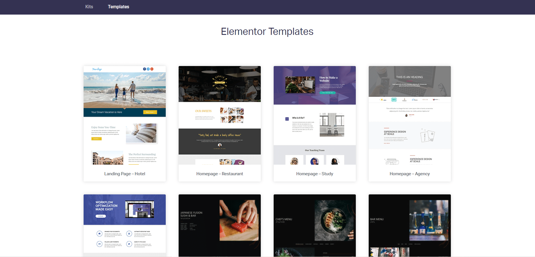 Elementor templates library Elementor templates library