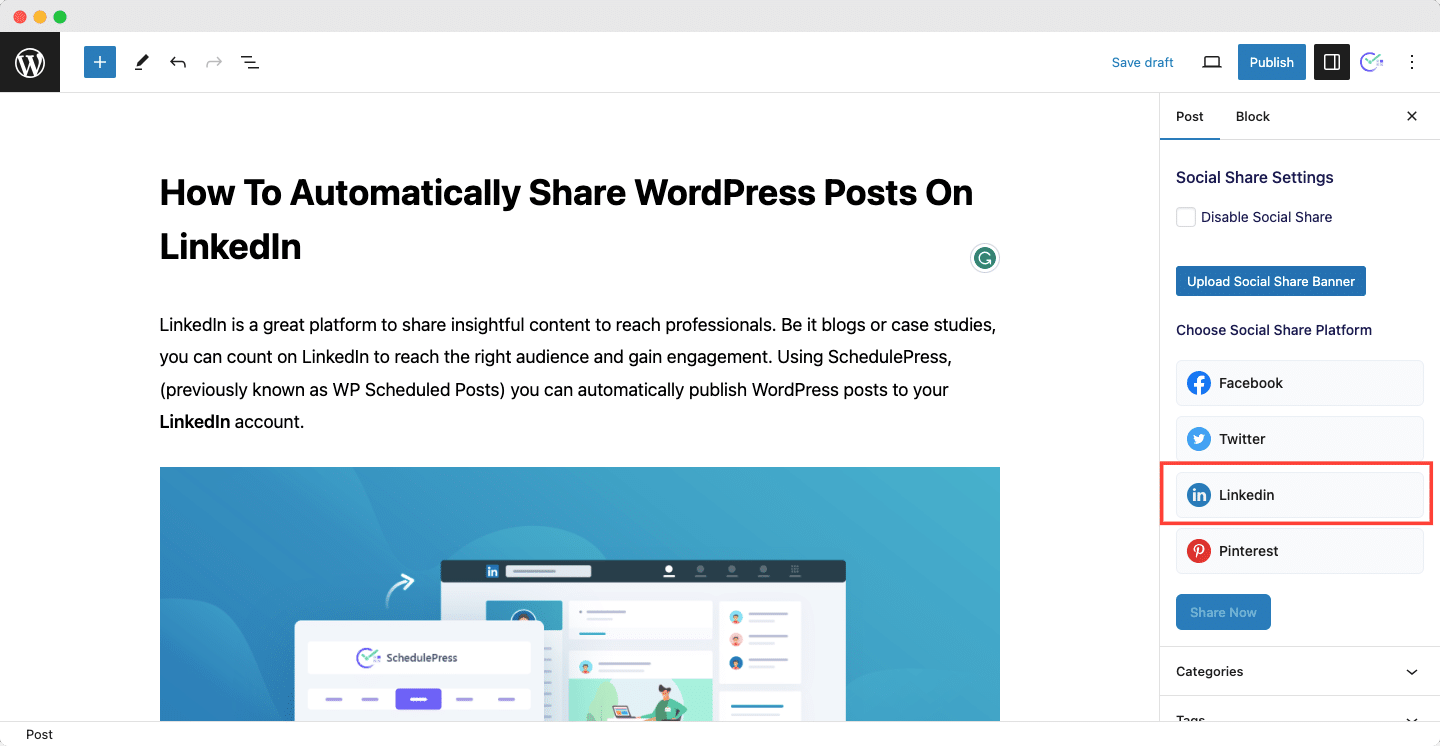 share wordpress posts on linkedin share WordPress posts on LinkedIn