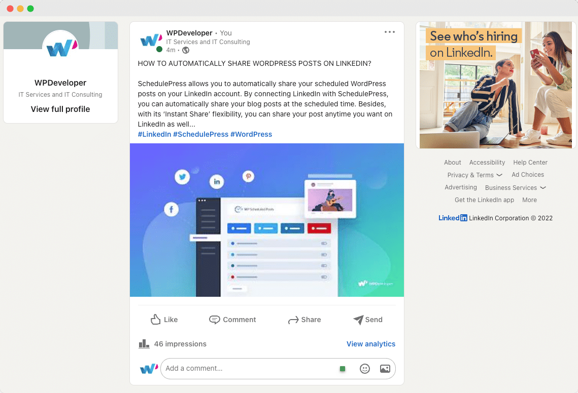 share wordpress posts on linkedin share WordPress posts on LinkedIn