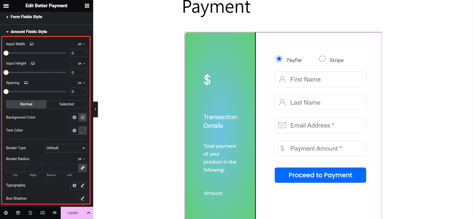 Style Payment Form In Elementor Style Payment Form In Elementor