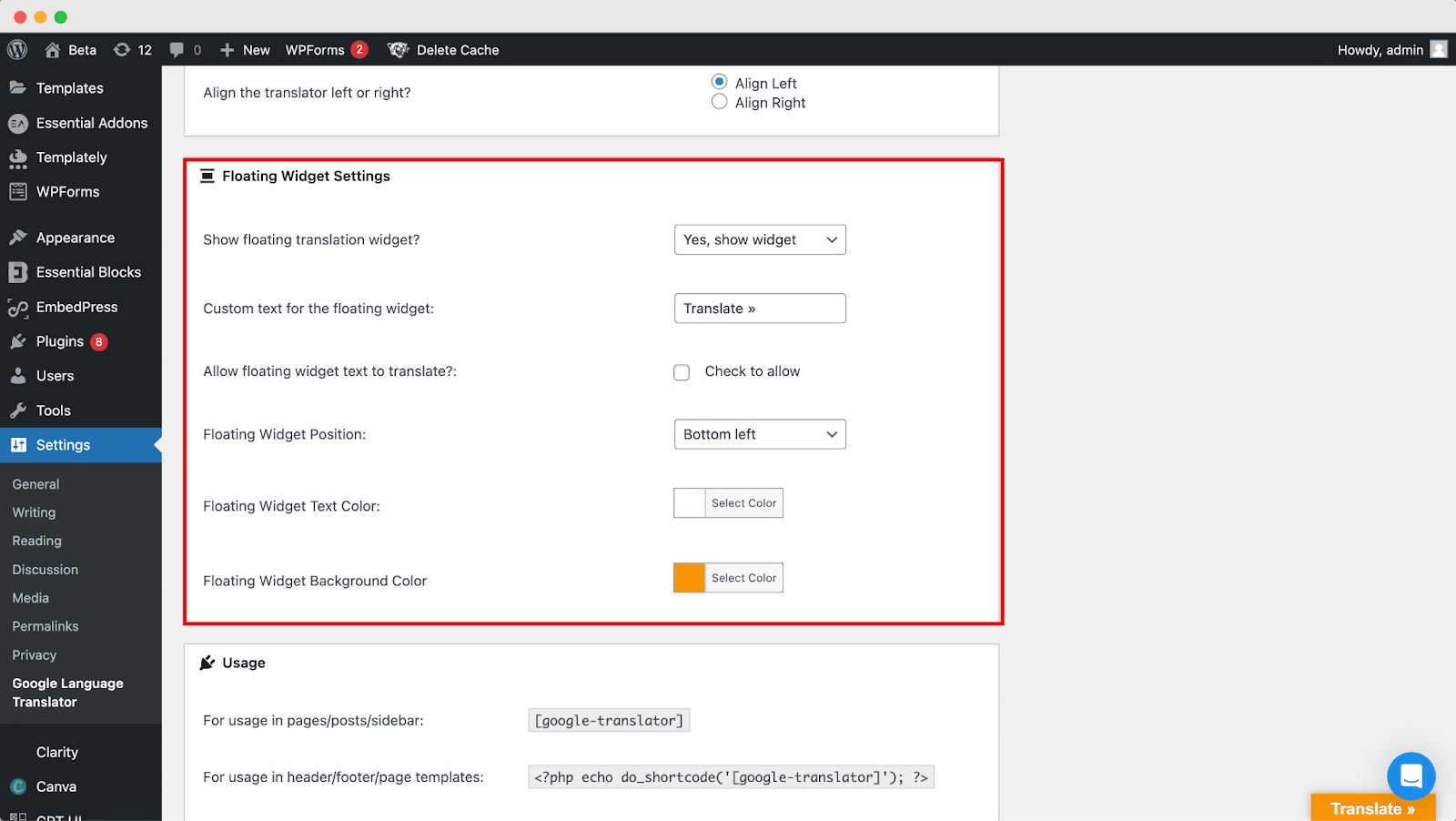 Google Translate To WordPress Google Translate To WordPress
